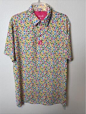 Bogey Bros Golf Polo Shirt Large Gummy Bears Candy All Over Print